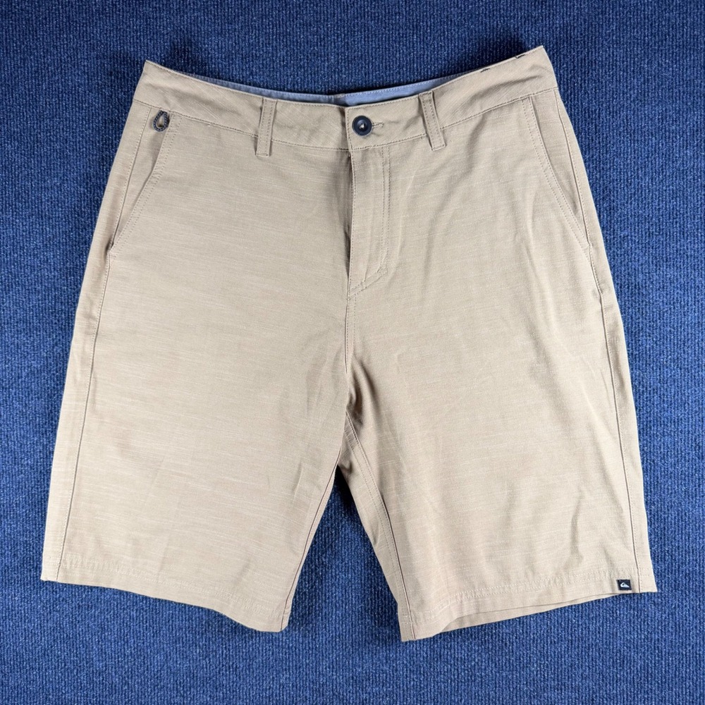 Quiksilver Amphibian Hybrid Shorts Sz 31 Waist 15.5in Tan Chino Surf